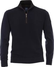 Redmond heren trui katoen - schipperstrui met rits - donker blauw -  Maat XXXL