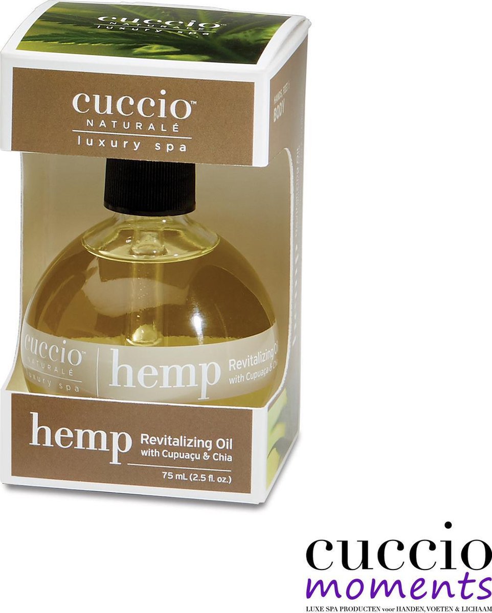 Cuccio Cuticle Revitalizing Complex Oil 75ml Hemp- Bevat Hennep zaadolie-Chia zaadolie-Cupuacu Seed Butter - Verzorgende nagelriemolie - Hydrateert en verzorgd-Beschermd en geneest de nagelriemen-Ideaal voor je eigen Moederdag Spa - Rituals @ Home