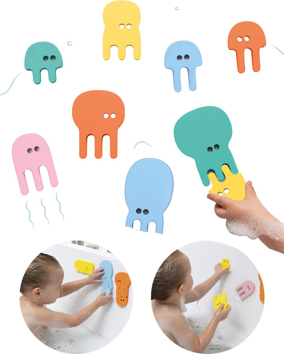 Quutopia Foam Badspeelgoed Badpuzzel Jellyfish Kwallen - Cadeau Baby Jongen Meisje 1 jaar | 2 jaar | 3 jaar | 4 jaar Multicolour