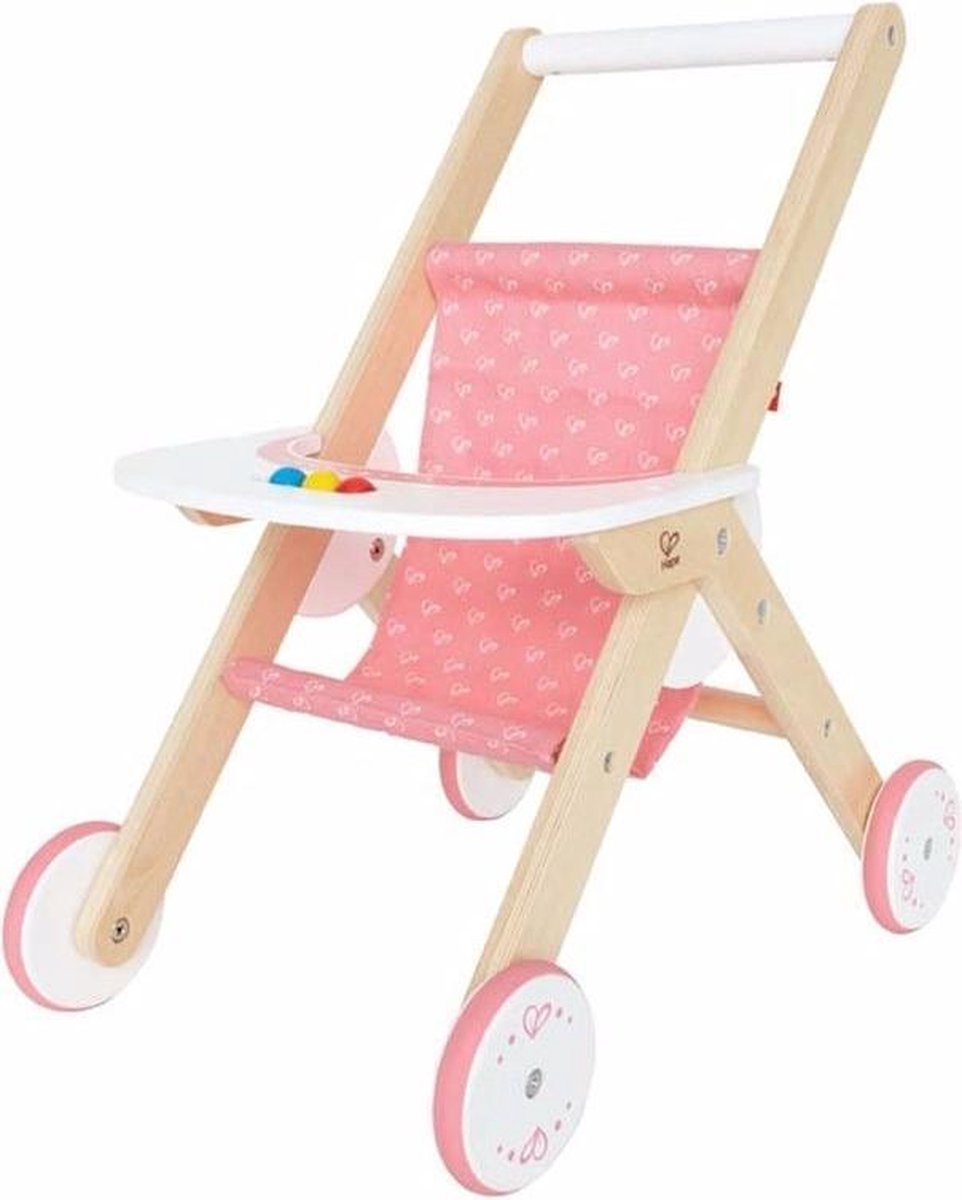 Poppenwagen van hout 51 cm