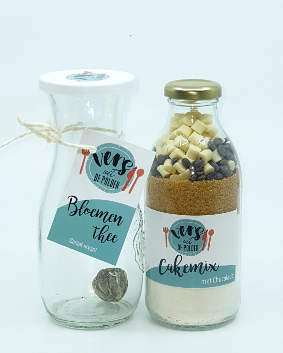 Cakemix met chocolade en bloementhee