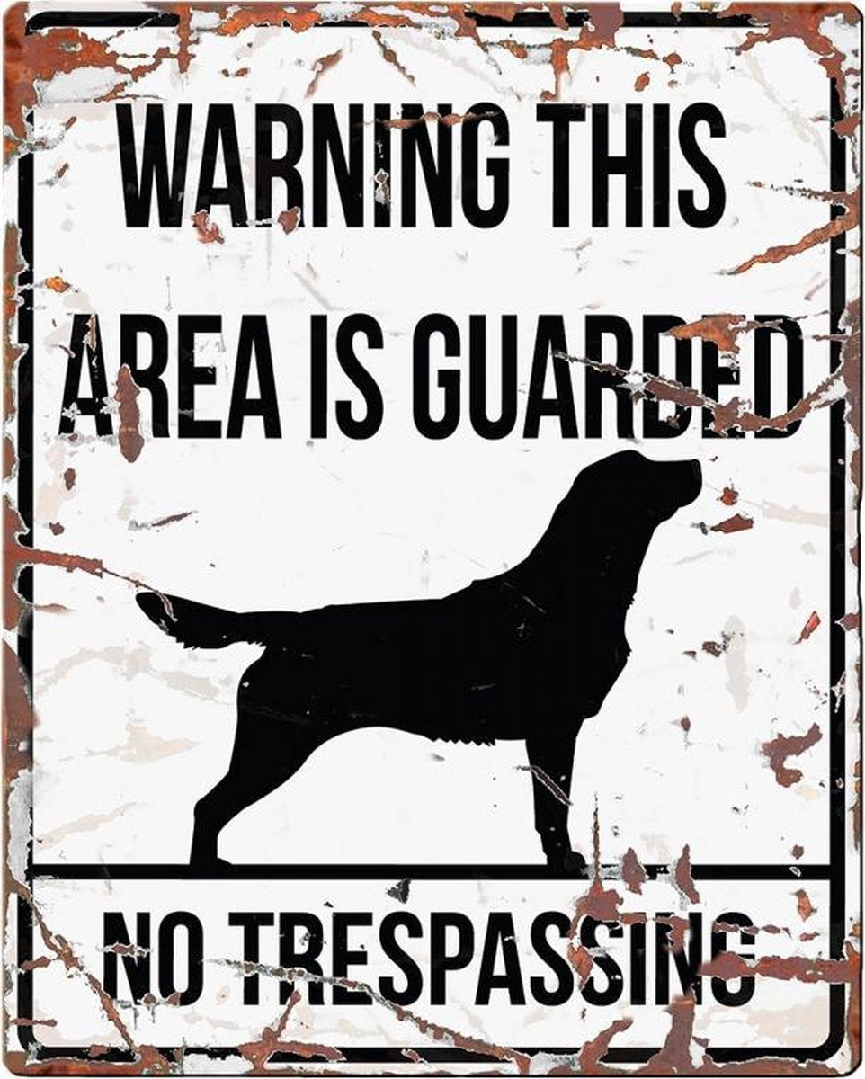 D&D Waakbord / Warning sign square retriever gb Wit 20x25cm