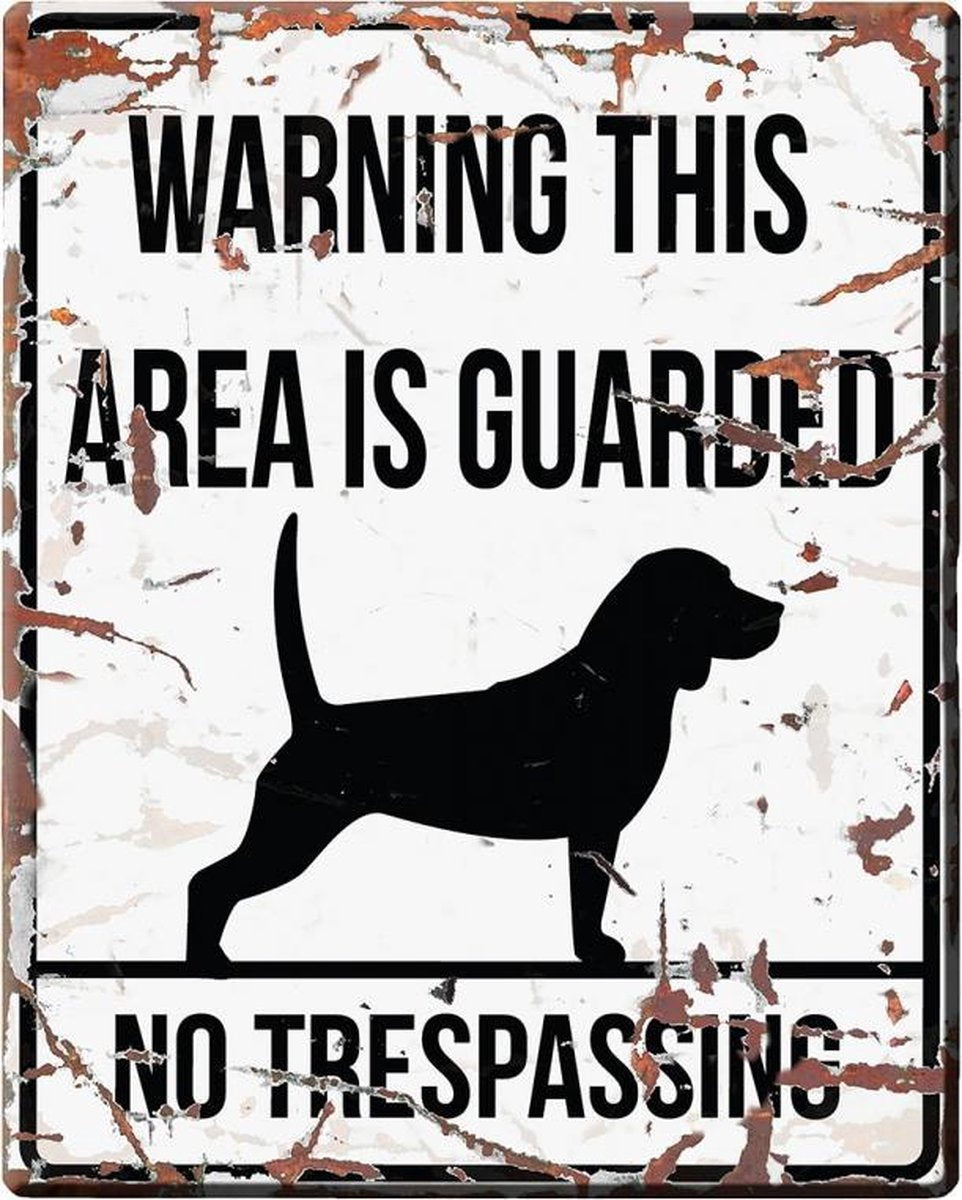 D&D Waakbord / Warning sign square beagle gb Wit 20x25cm