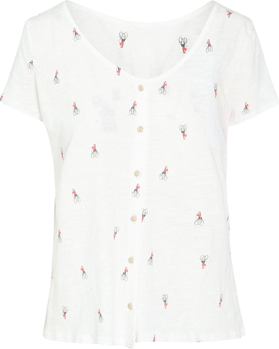 Cassis - Katoenen T-shirt met fietsmotief - Ecru