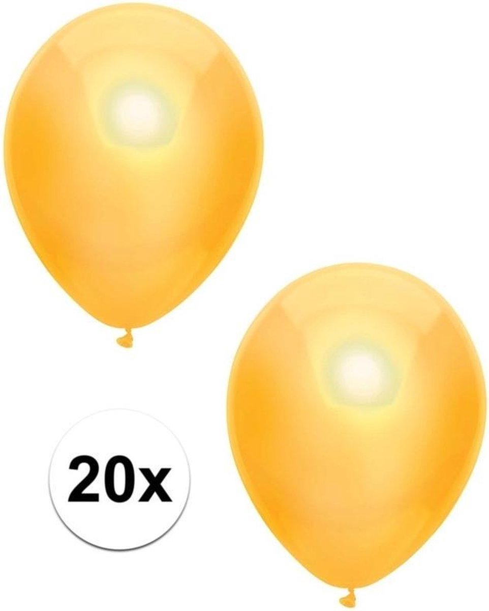 20x Gele metallic ballonnen 30 cm - Feestversiering/decoratie ballonnen geel