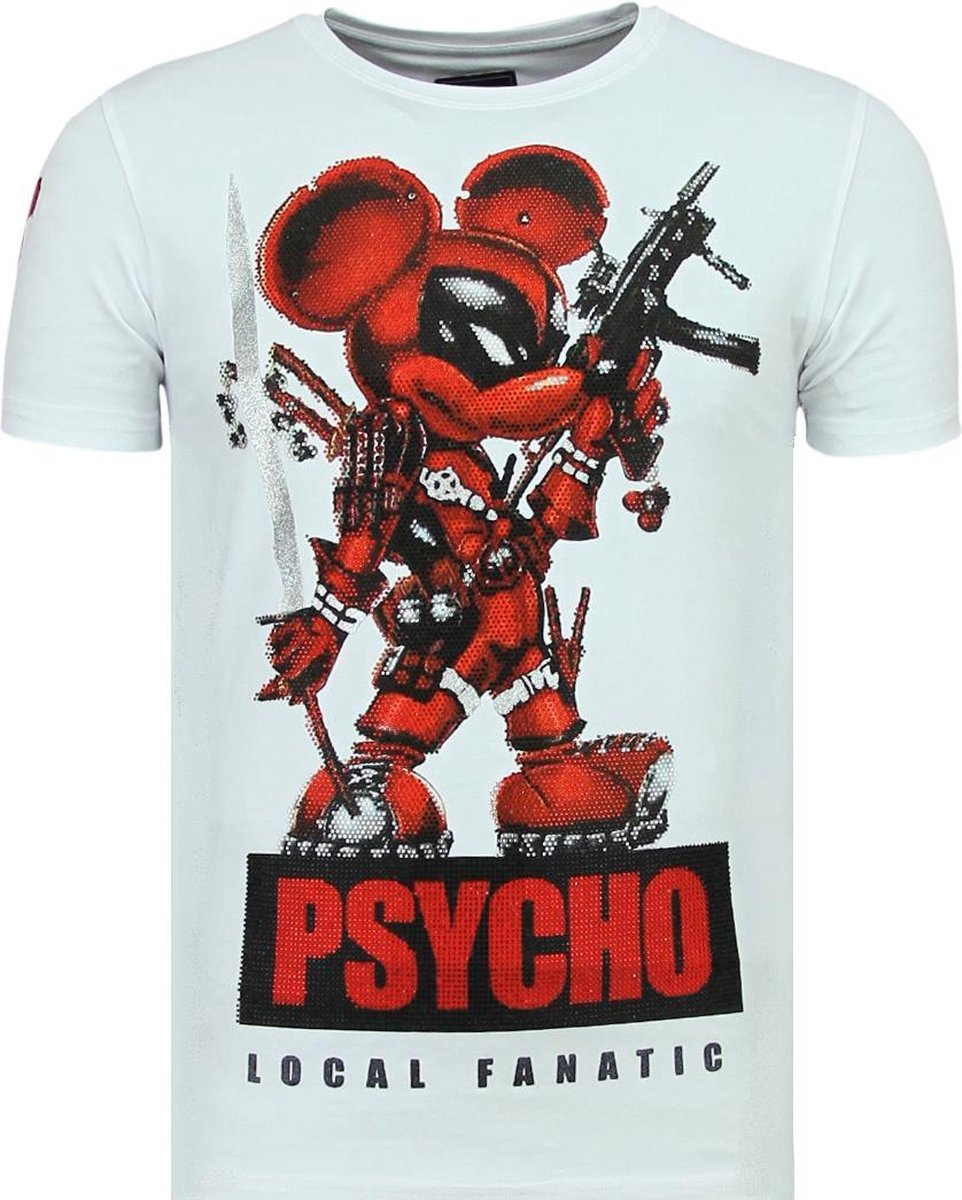Local Fanatic Psycho Mouse - Leuke T shirt Mannen - 6321W - Wit - Maten: L