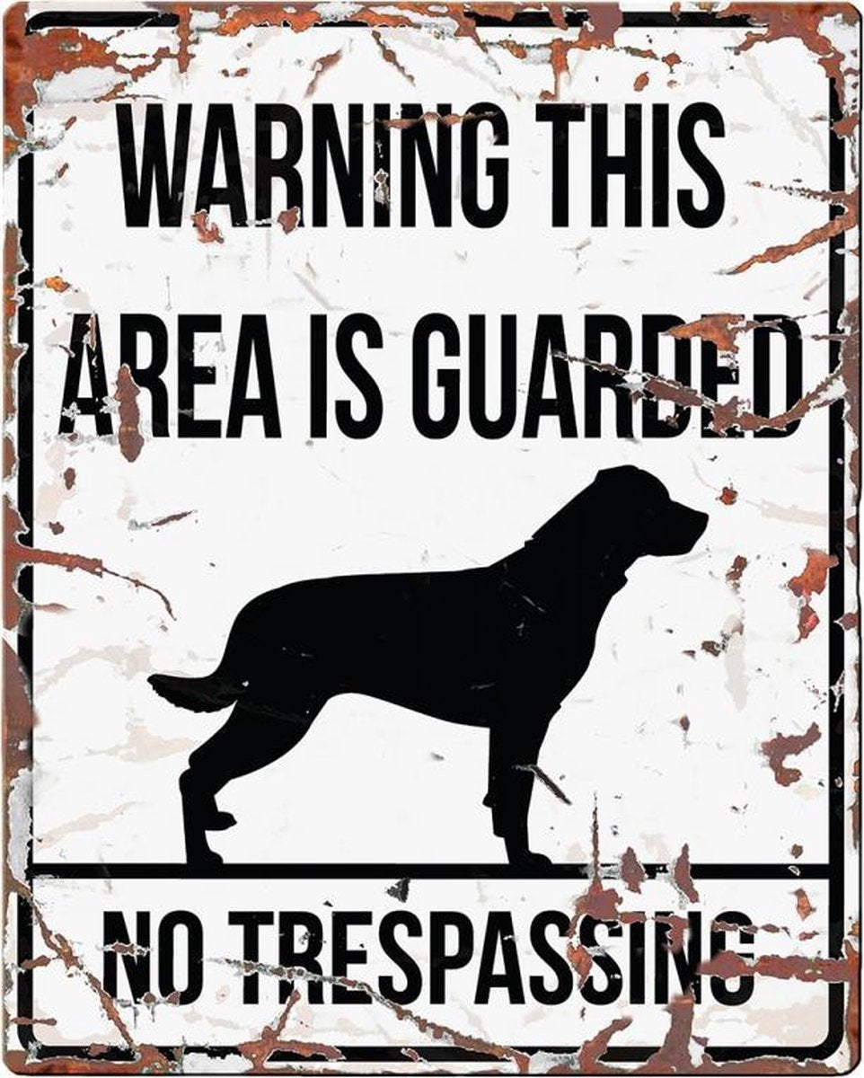 D&D Waakbord / Warning sign square rottweiler gb Wit 20x25cm
