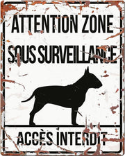 D&D Waakbord / Warning sign square bull terrier f Wit 20x25cm