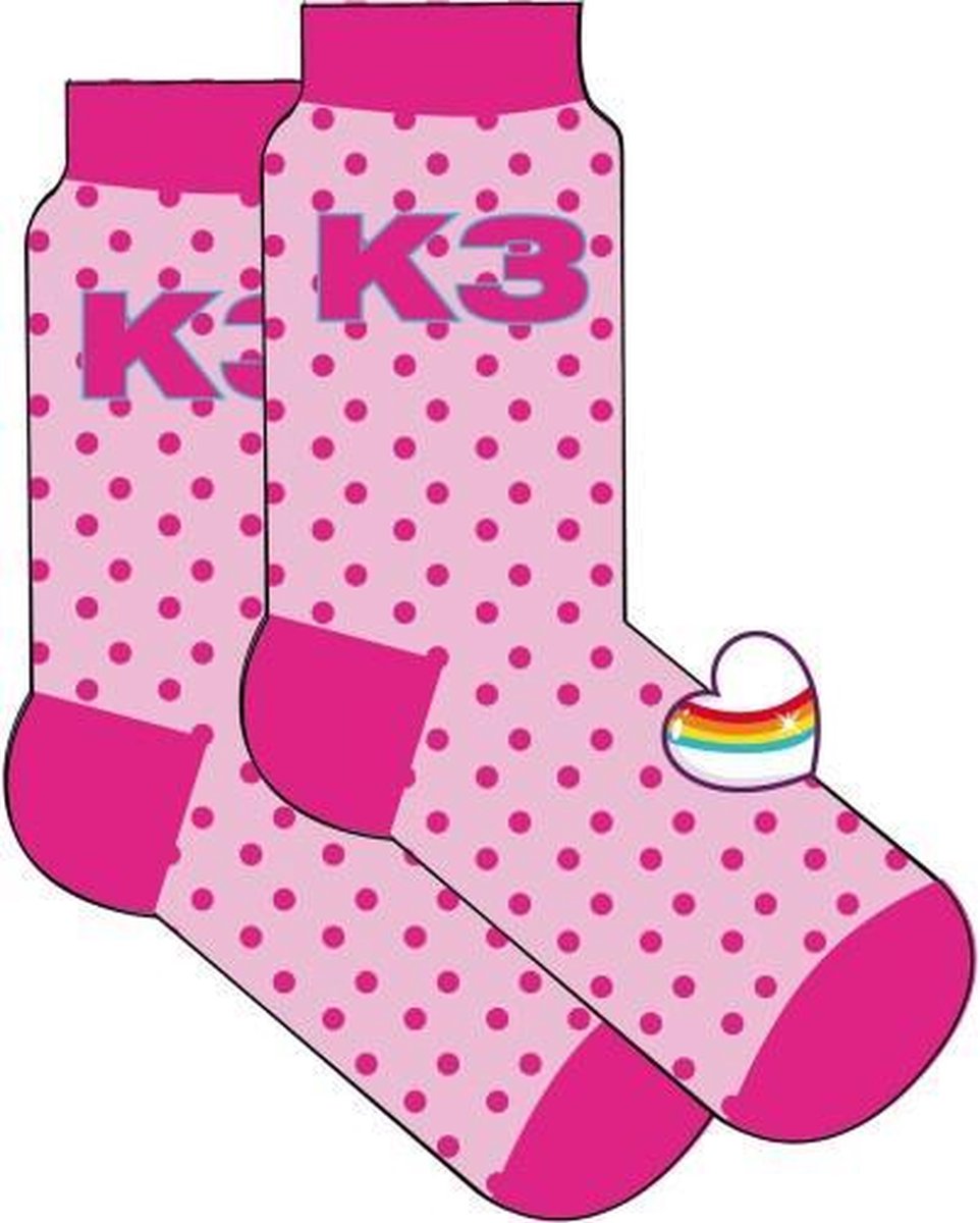 K3 SOKKEN ROZE STIP - 2 PAAR 
