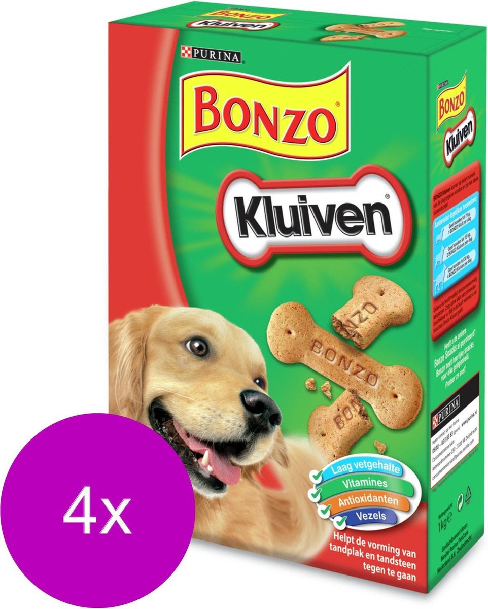 Bonzo Kluiven Gevogelte&Vlees - Hondensnacks - 4 x 1 kg