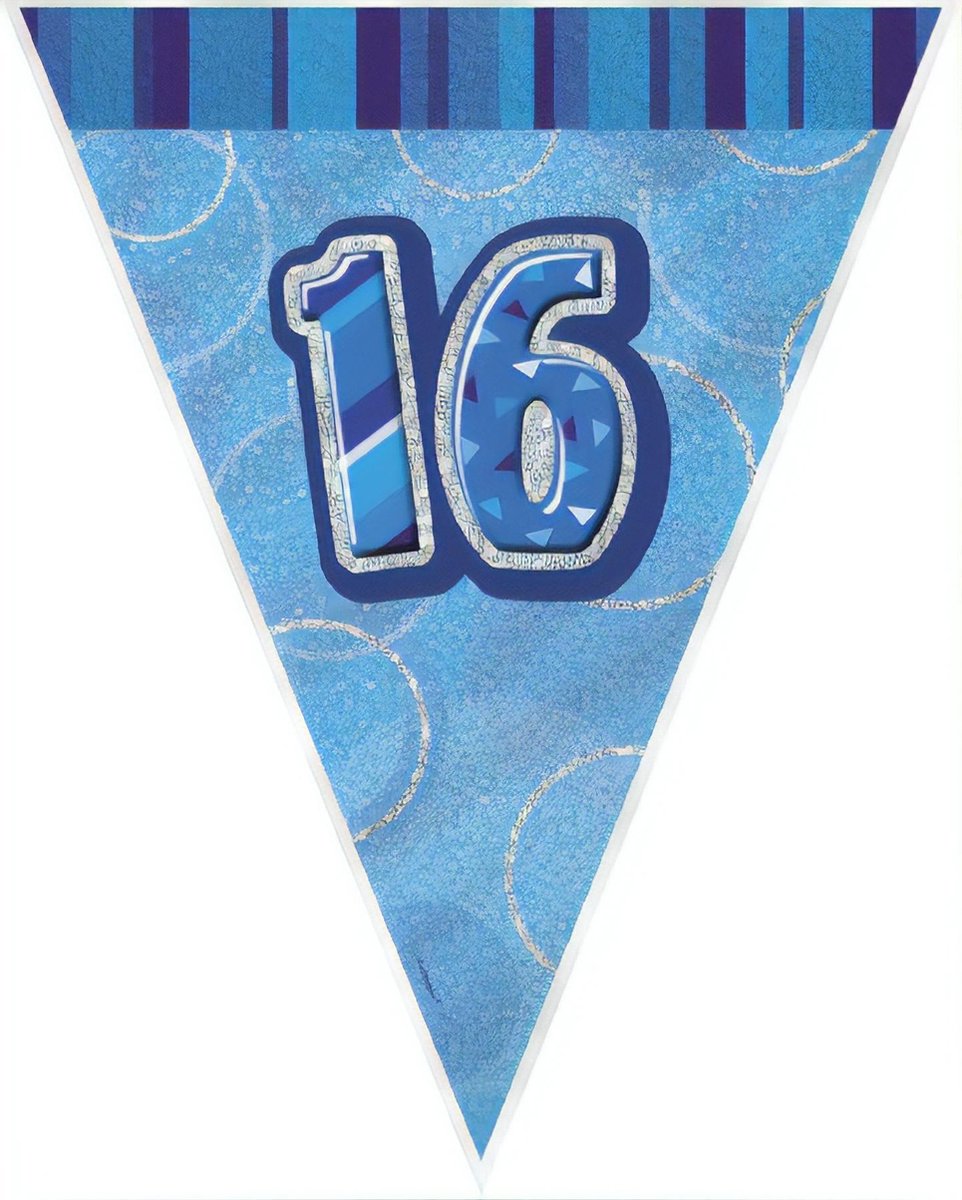 Unique Vlaggenlijn Glitz Cijfer '16' 274 Cm Blauw