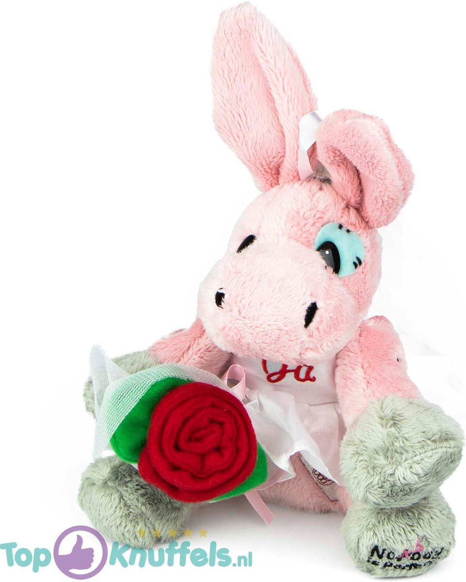 Ezel Bruid outfit pluche knuffel 30 cm | Donkey Plush Toy | Ezeltje peluche knuffel | Knuffeldier voor kinderen