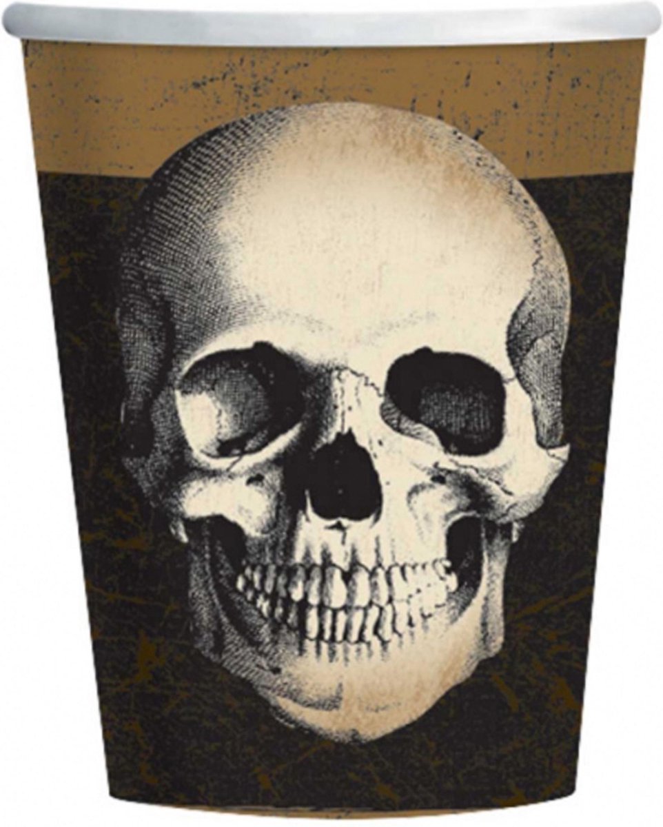 AMSCAN - 10 doodskop Halloween bekers - Decoratie > Bekers