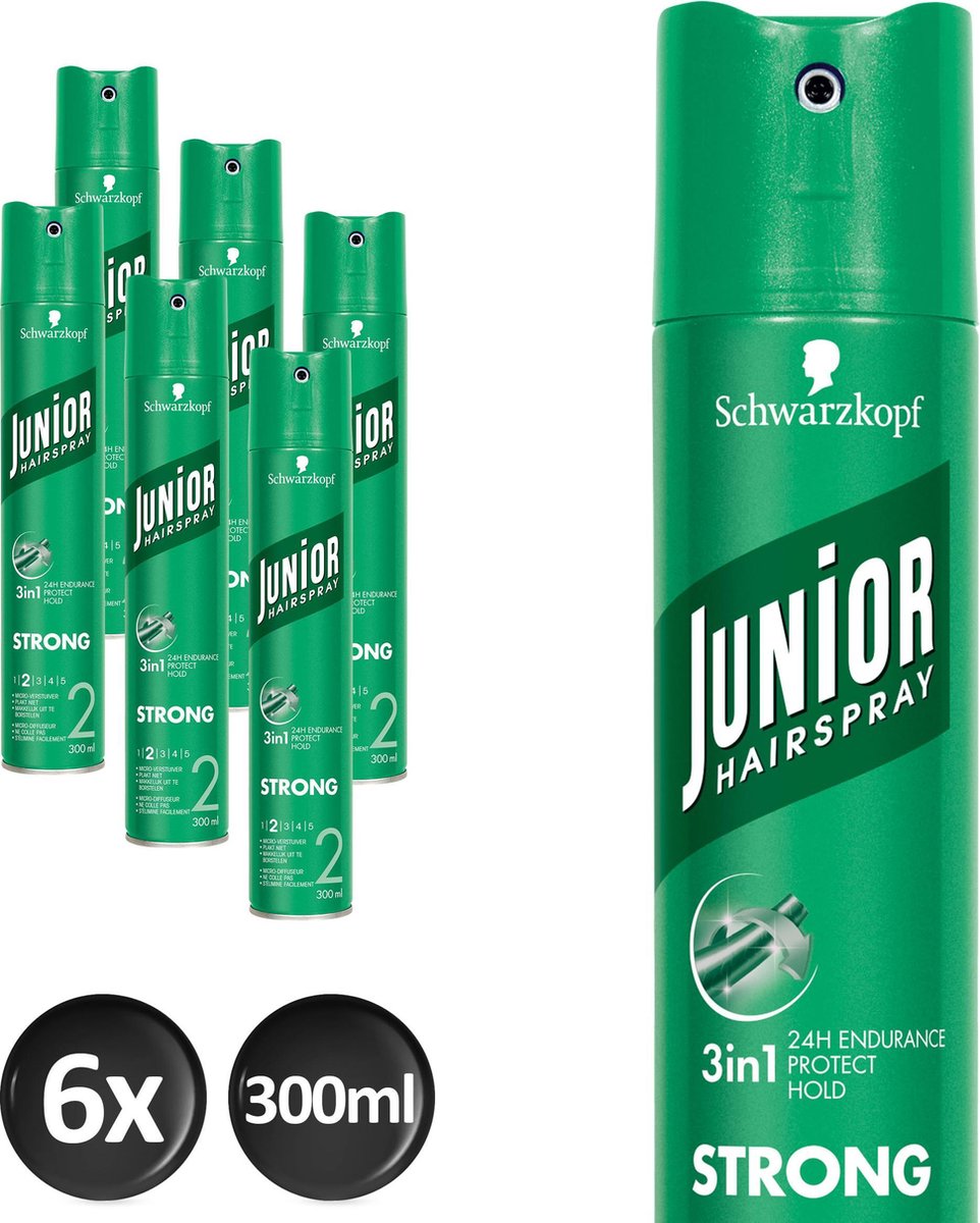Schwarzkopf Junior Strong Haarspray 300 ml - 6 stuks - Voordeelverpakking