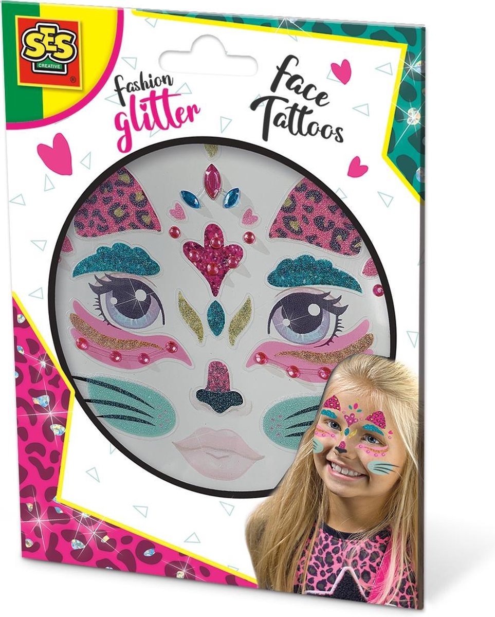 Fashion glitter gezicht tattoos - Kat