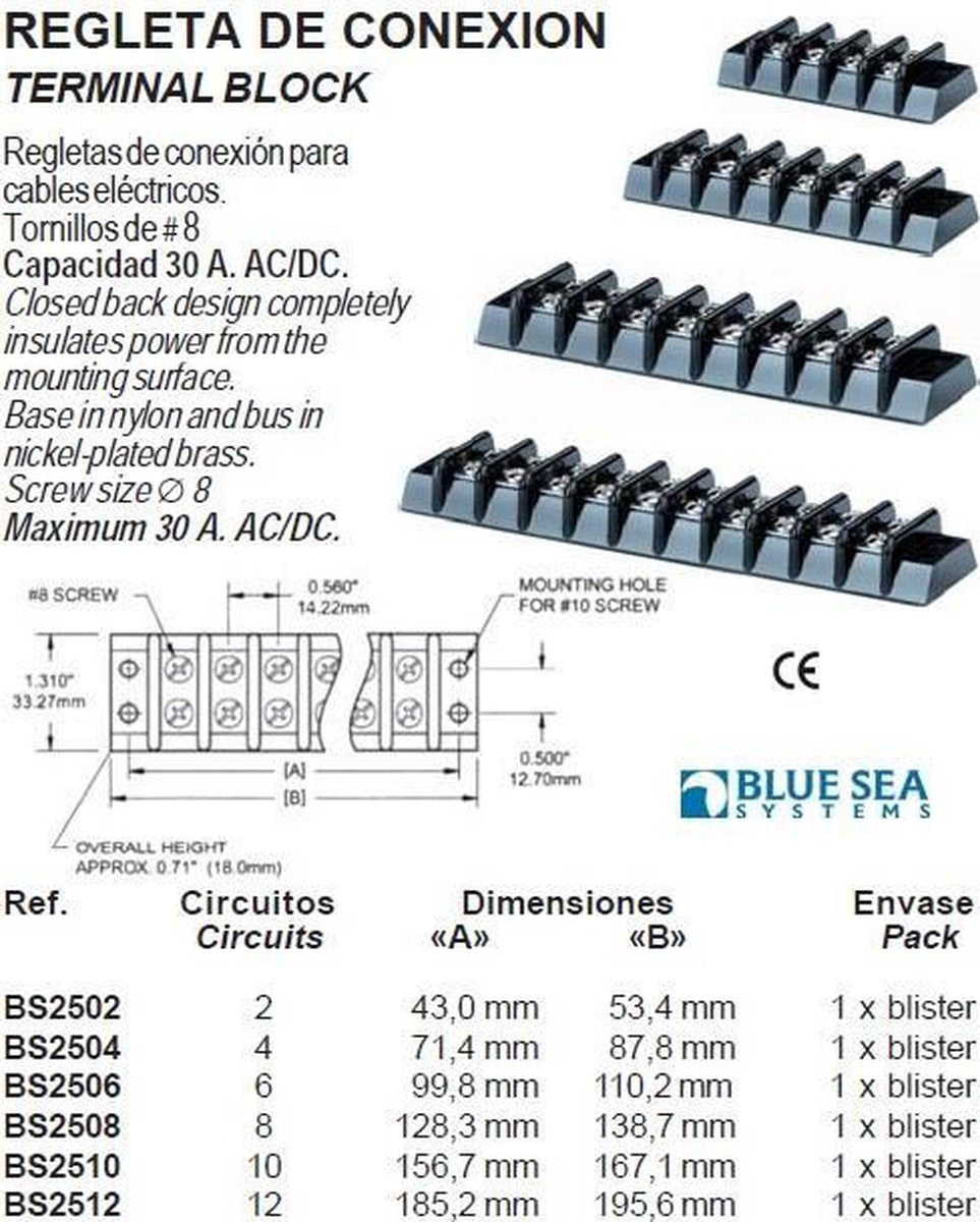Terminal rails/blokken (∅8