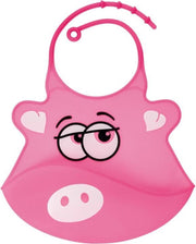 Siliconen slabbetje | Miss Piggy Roze | Slabber | Waterdichte baby slabbetjes | Slabben | Met opvangbakje | Unisex slabbers