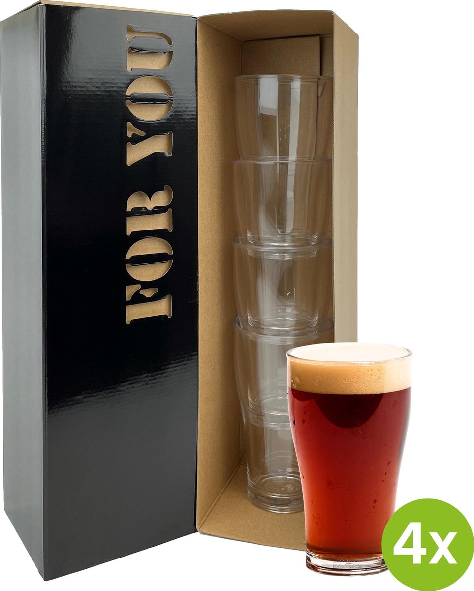 4x Bierglas Oslo 28cl Cadeauset | Onbreekbare kunststof / plastic drinkglazen