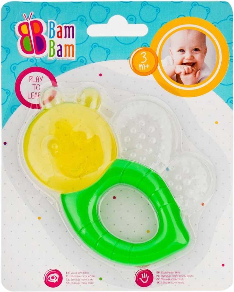 Bam Bam koelbijtring - Baby - Vrolijke Bij - gevuld met watergel
