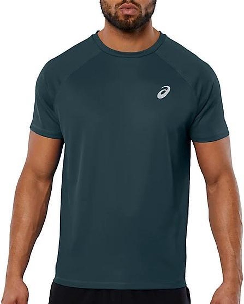 Asics Sportshirt - Maat M  - Mannen - donkergroen/donkergrijs