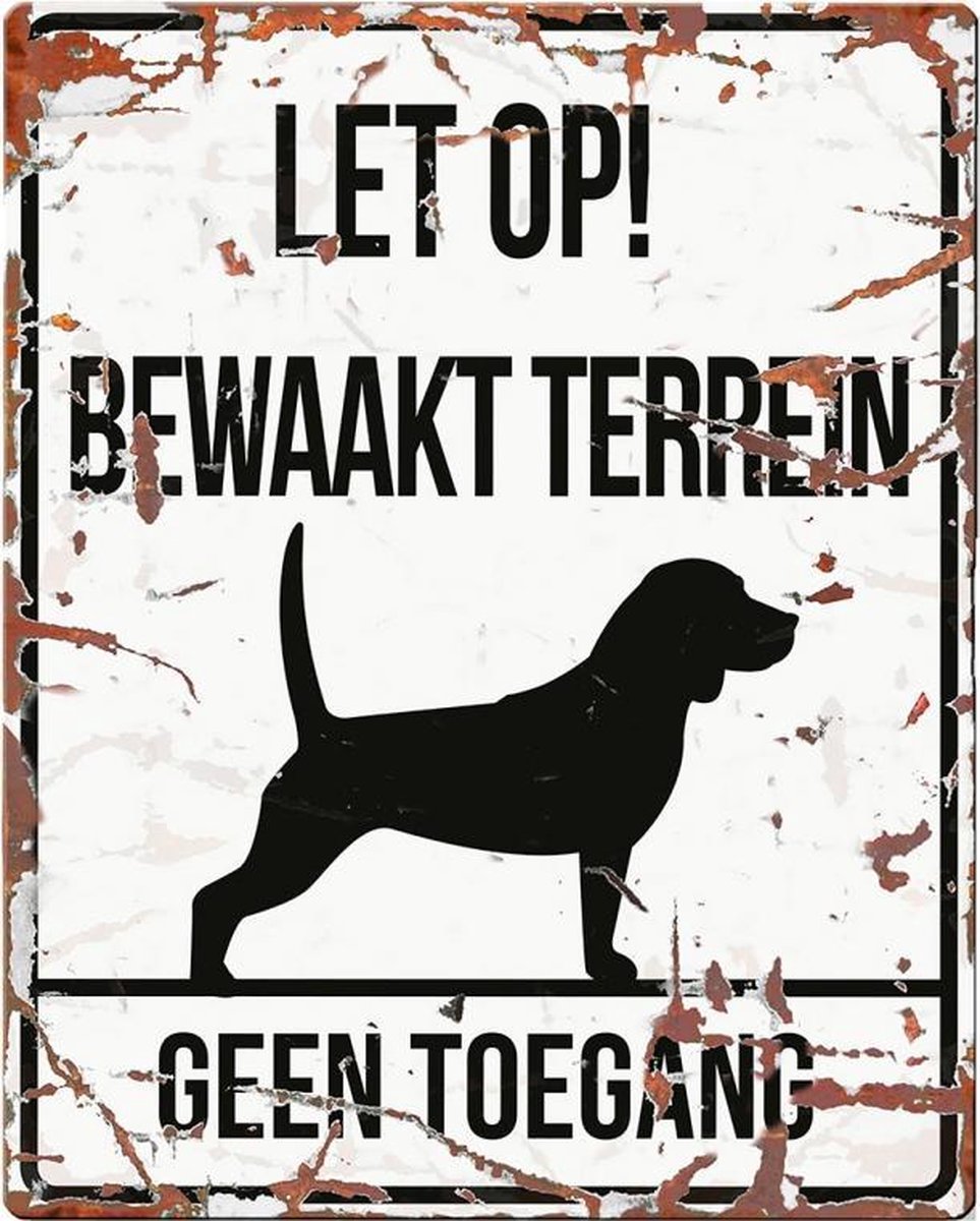 D&D Waakbord / Warning sign square beagle n Wit 20x25cm