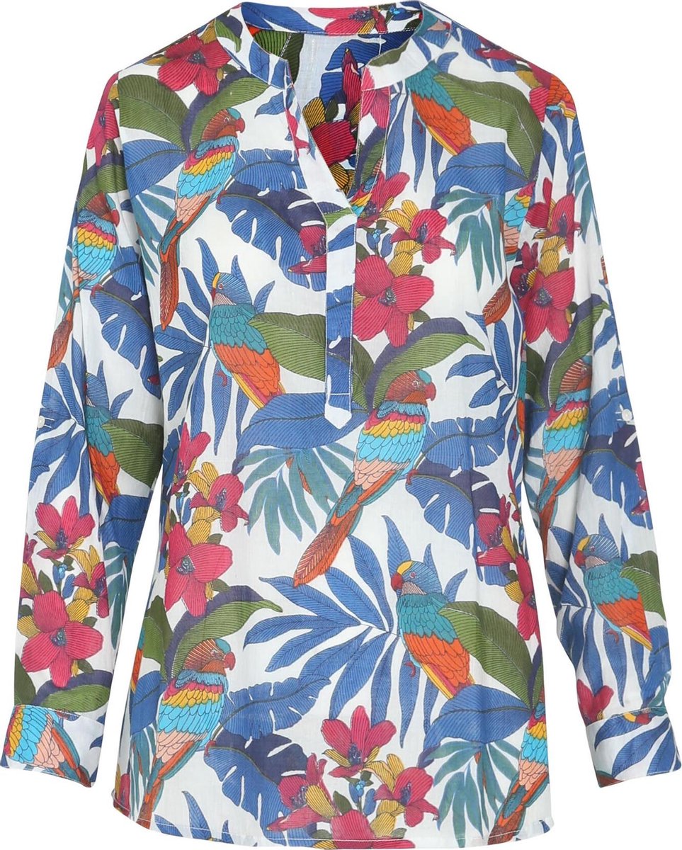 Cassis - Blouse in katoen met een tropische print - Multicolor