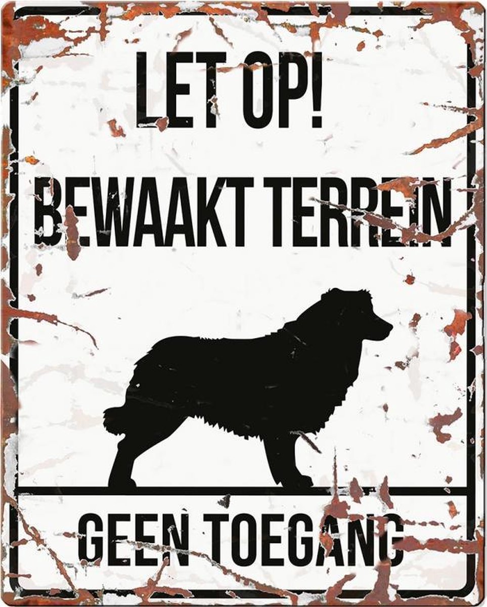 D&D Waakbord / Warning sign square collie n Wit 20x25cm