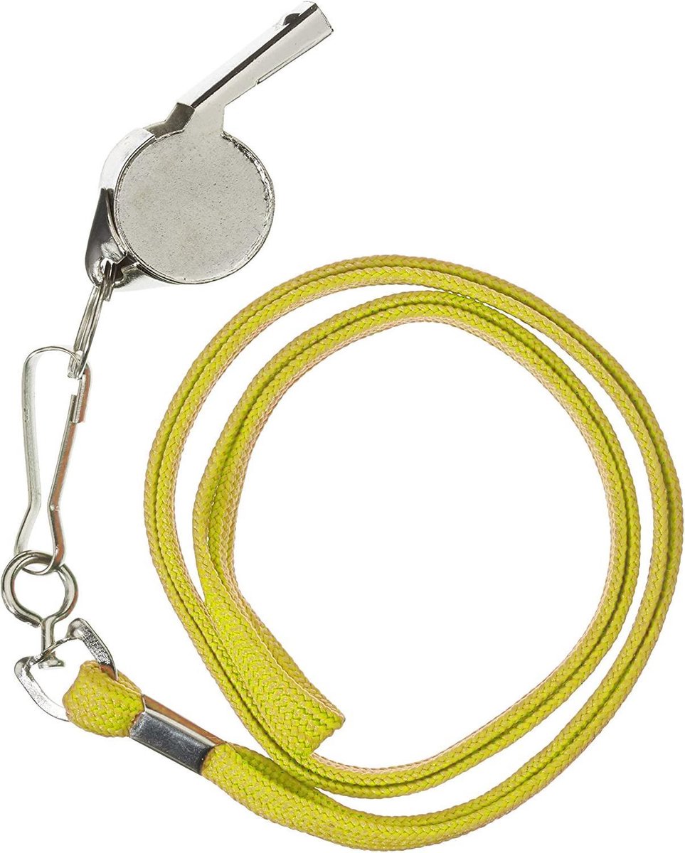 Atipick Scheidsrechtersfluit Met Koord Staal/nylon Geel