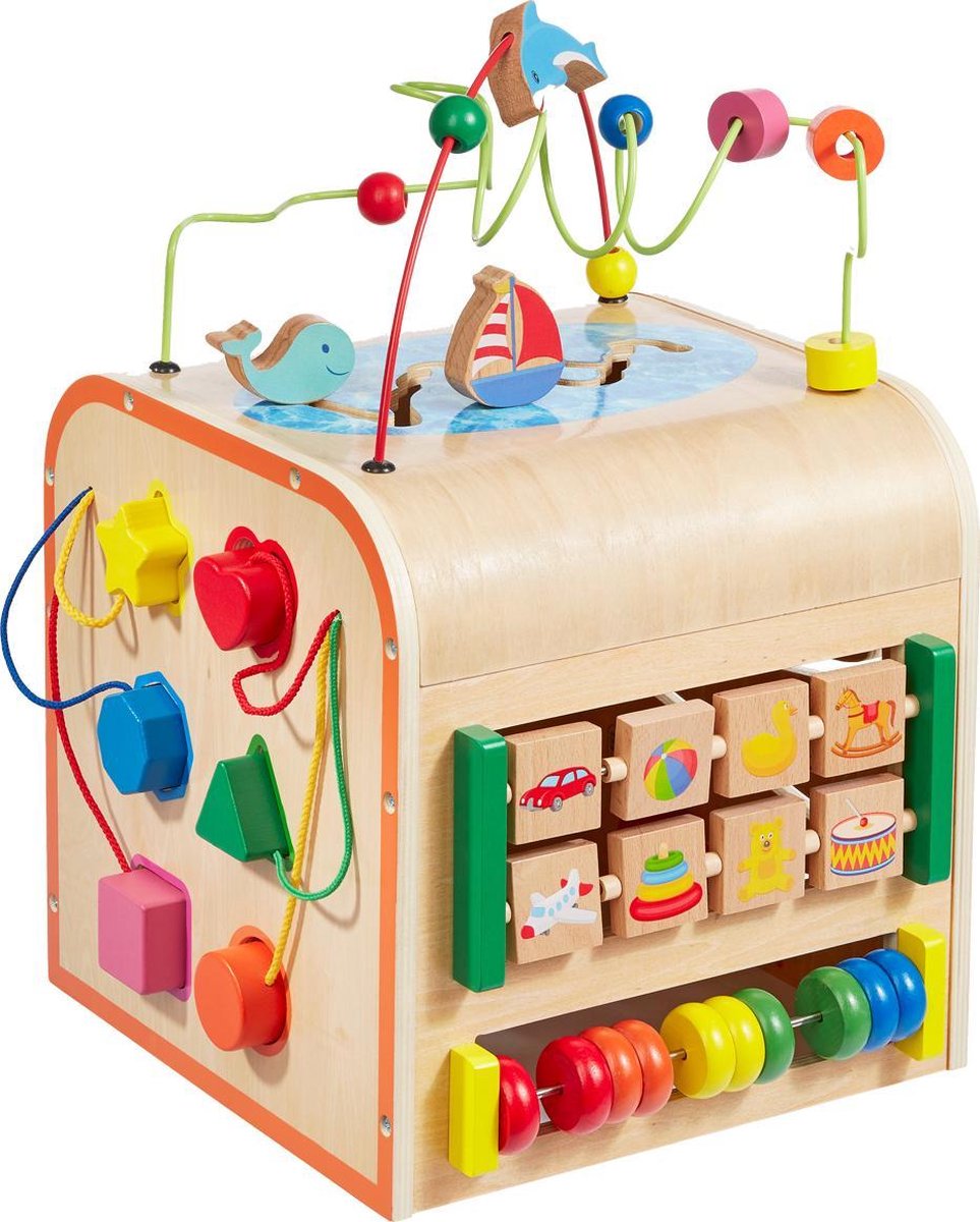 howa Houten Motoriek Activiteiten Kubus "Little World" groot 6001
