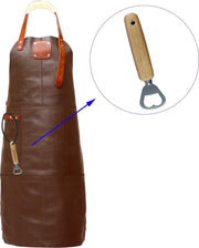 Sorprese Premium – bbq schort – bruin-cognac creme – bbq schort mannen – 100% premium leder – inclusief flessenopener - bbq schort leer man