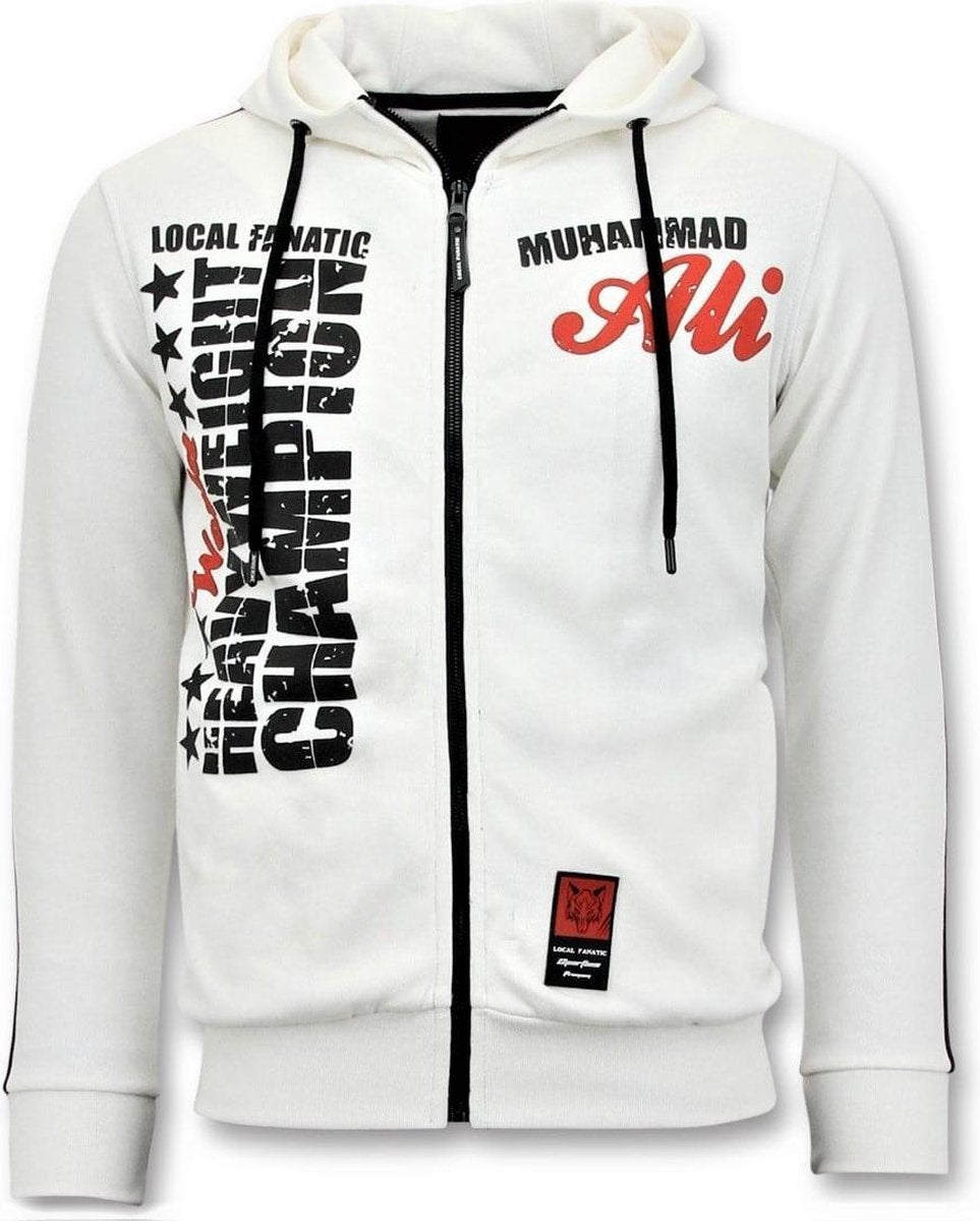 Local Fanatic Exclusieve Trainingsvest Heren - Muhammad Ali Print - Wit - Maten: XXL