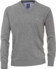 Redmond heren trui katoen - V-hals - grijs melange -  Maat: 6XL