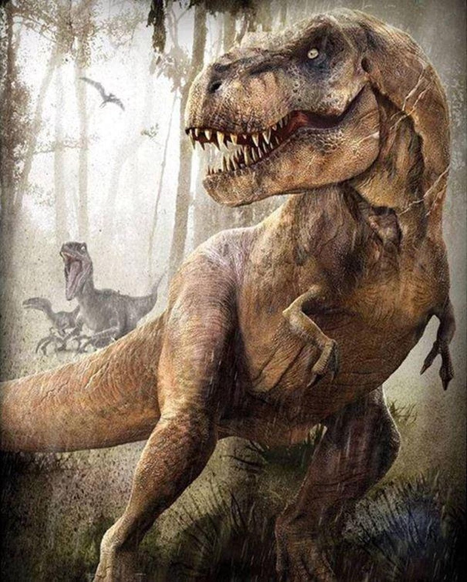 Dinosaurus - T-Rex - Diamond Painting - 20x15cm - Complete Set - Inclusief Tools - Vierkante Diamantjes - Stipco