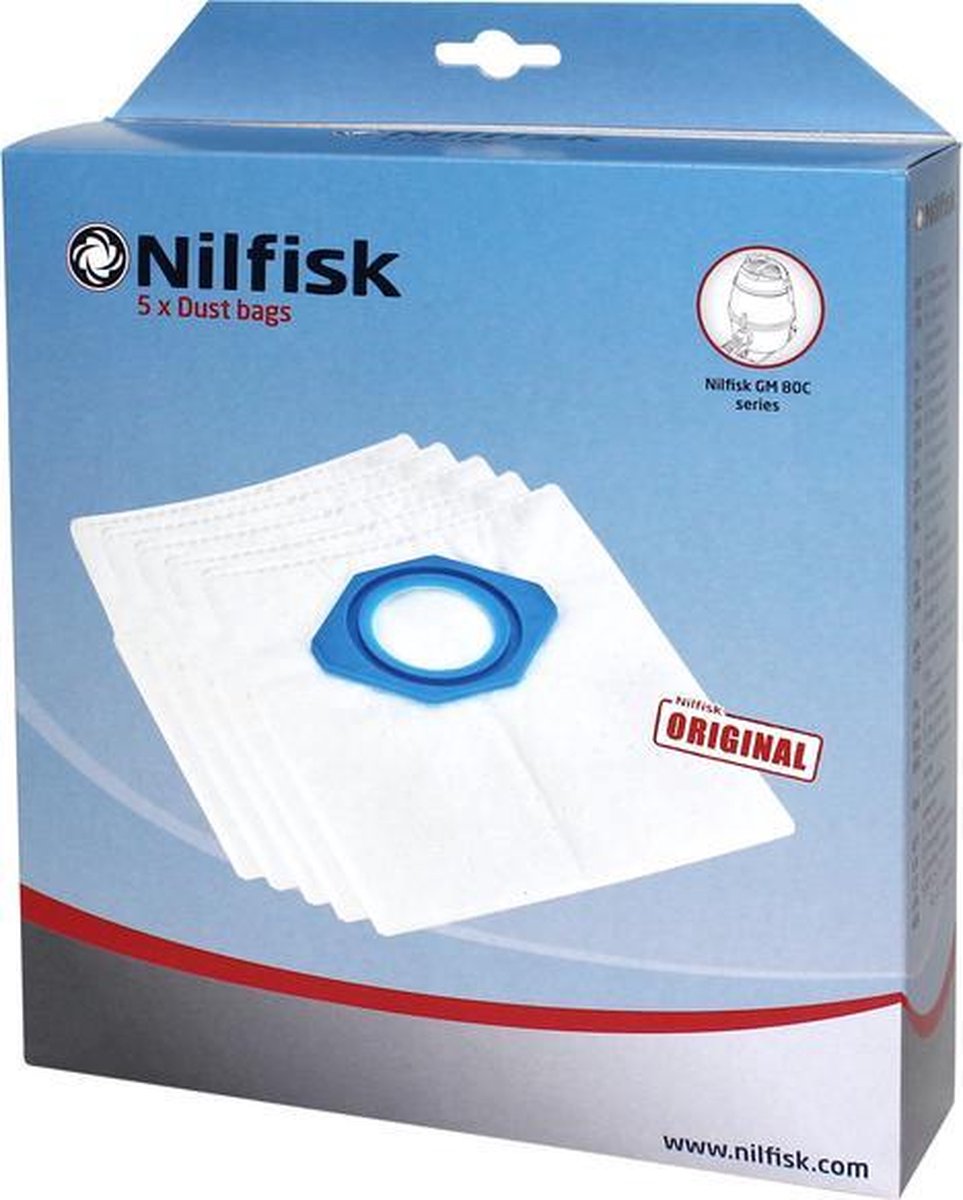 Nilfisk fleece stofzuigzakken - 5 stuks - stofzuigerzakken stofzakken G90 G90A GA70 GM80 GM90 GS80 GS90 origineel