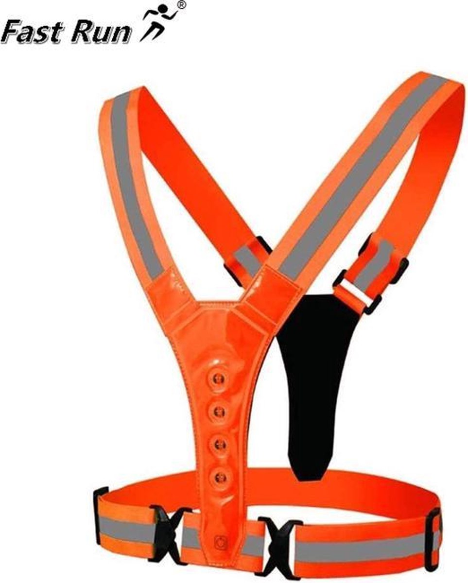 FastRun Hardloophesje met Verlichting Oranje || LED verlichting || Hardloopvest || Hardloop verlichting || Hardloopshirt|| Hardloophesje