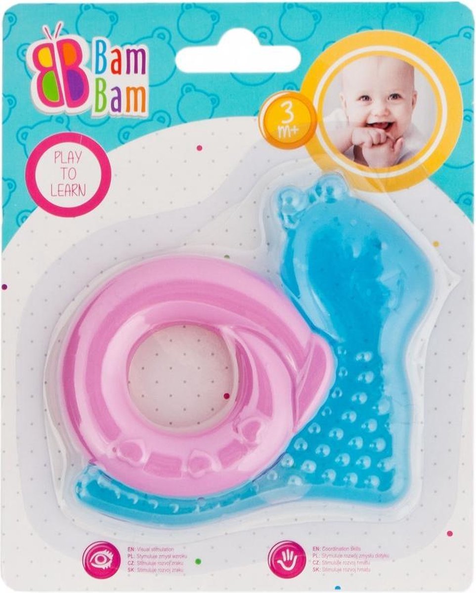 Bam Bam koelbijtring - Baby - Vrolijke Slak - gevuld met watergel