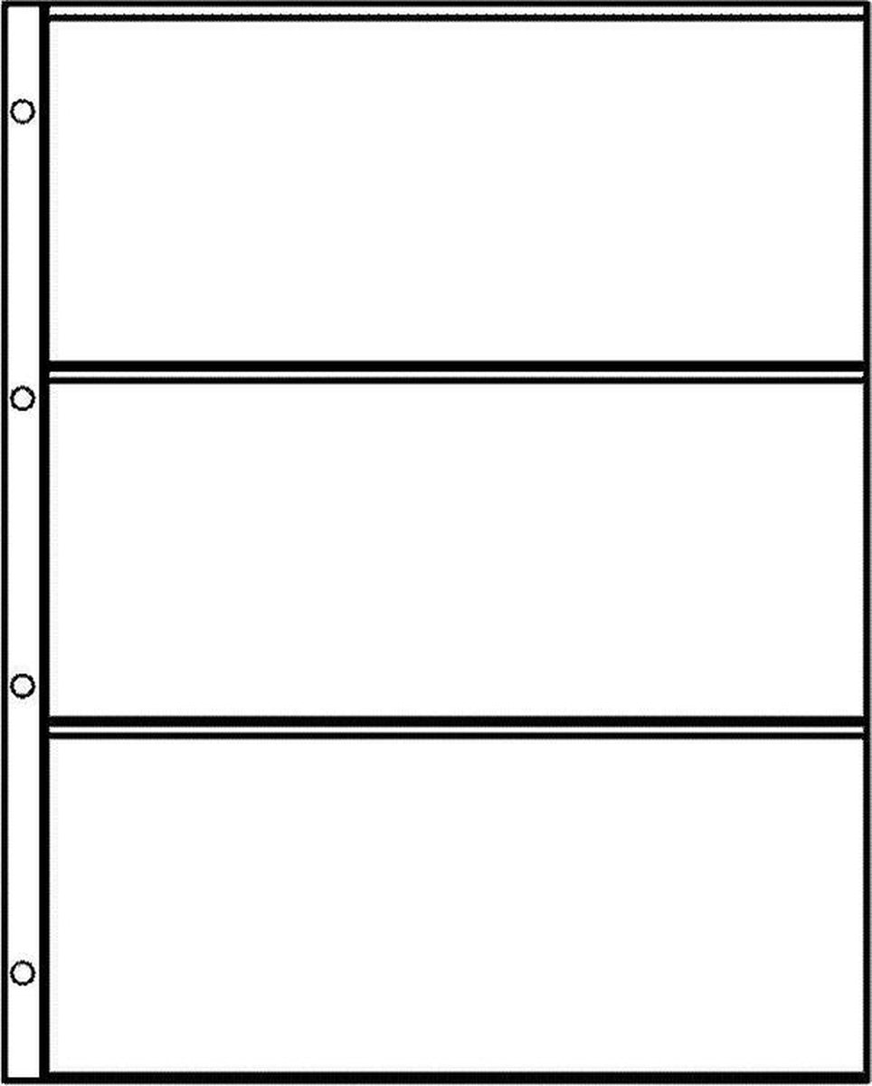 Hartberger Systeemblad S-3 met 3 vakken (226 x 97 mm) 5 stuks insteekhoezen - insteekbladen voor de verzamelaar! - voor bankbiljetten - banknotes