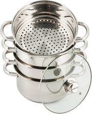 Stoompan - Rijst- en Groentestomer 5-Delig - Ø 24 cm - Roestvrijstaal Met Glasdeksel - FIRENZE