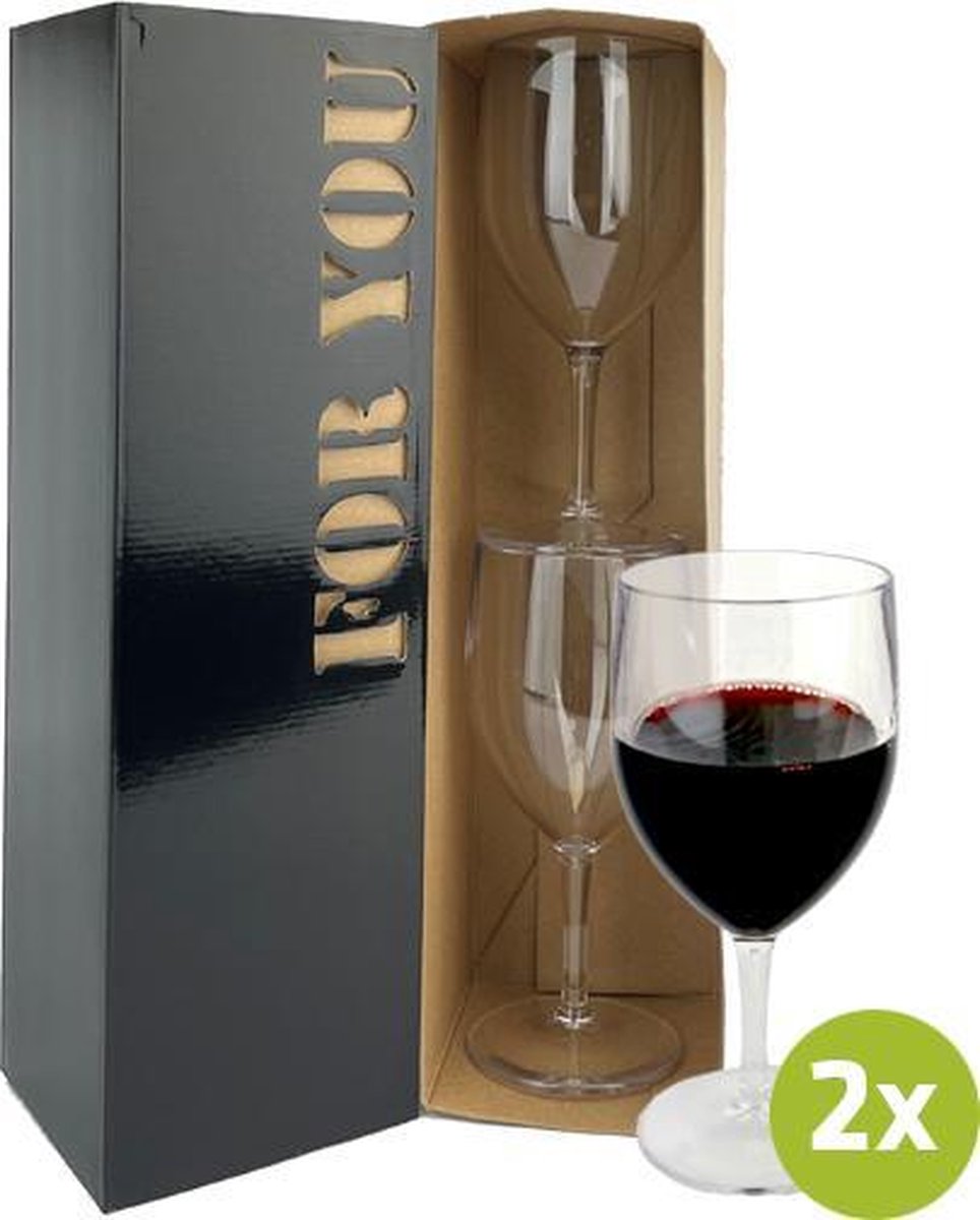 2x Wijnglas Lissabon 27cl cadeauset | Onbreekbare kunststof / plastic drinkglazen