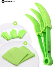 Qproducts Jaloezie Reiniger + 4 Doekjes & 2 Microvezeldoeken - Luxaflex - Lamellen - Plumeau - Stof verwijderaar - Jaloezie stoffer - GROEN