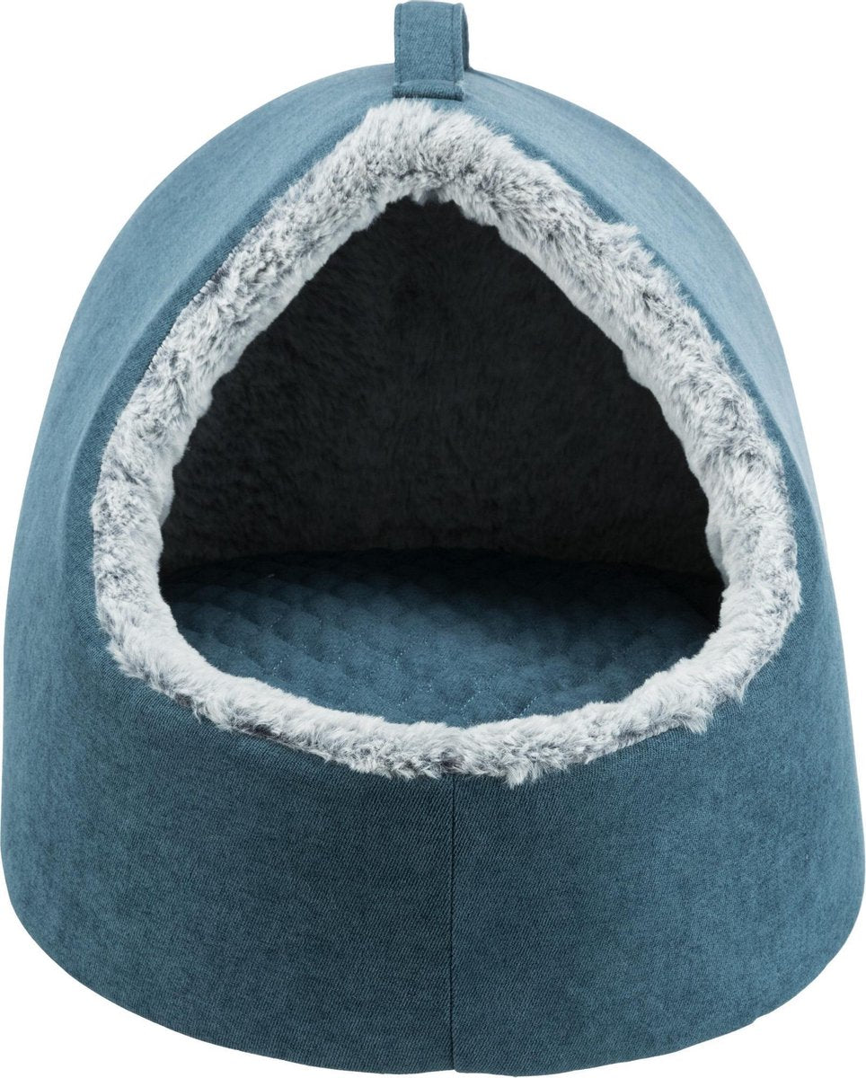 Kattenmand - Kattenhuis - Hondenhuis - Iglo - Afmetingen: 35 × 30 × 40 cm Kleur: petrol/wit-grijs
