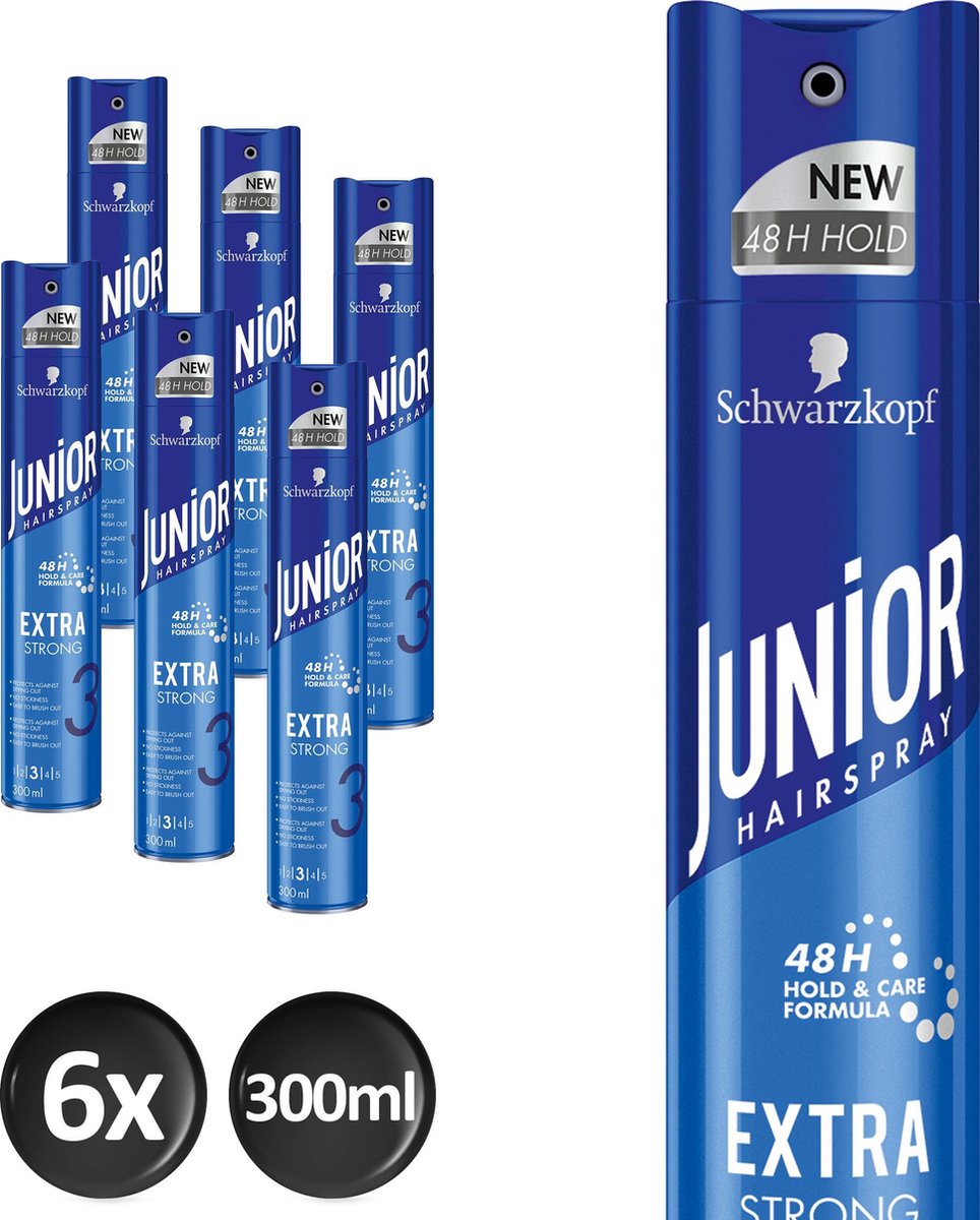 Schwarzkopf Junior Extra Strong Haarspray 300 ml - 6 stuks - Voordeelverpakking