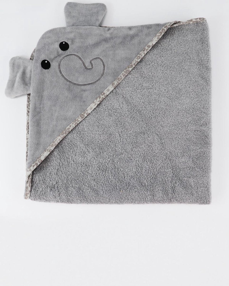 Ephemeris Zacht Katoen Baby BADCAPE 80x80cm - Olifant Grijze