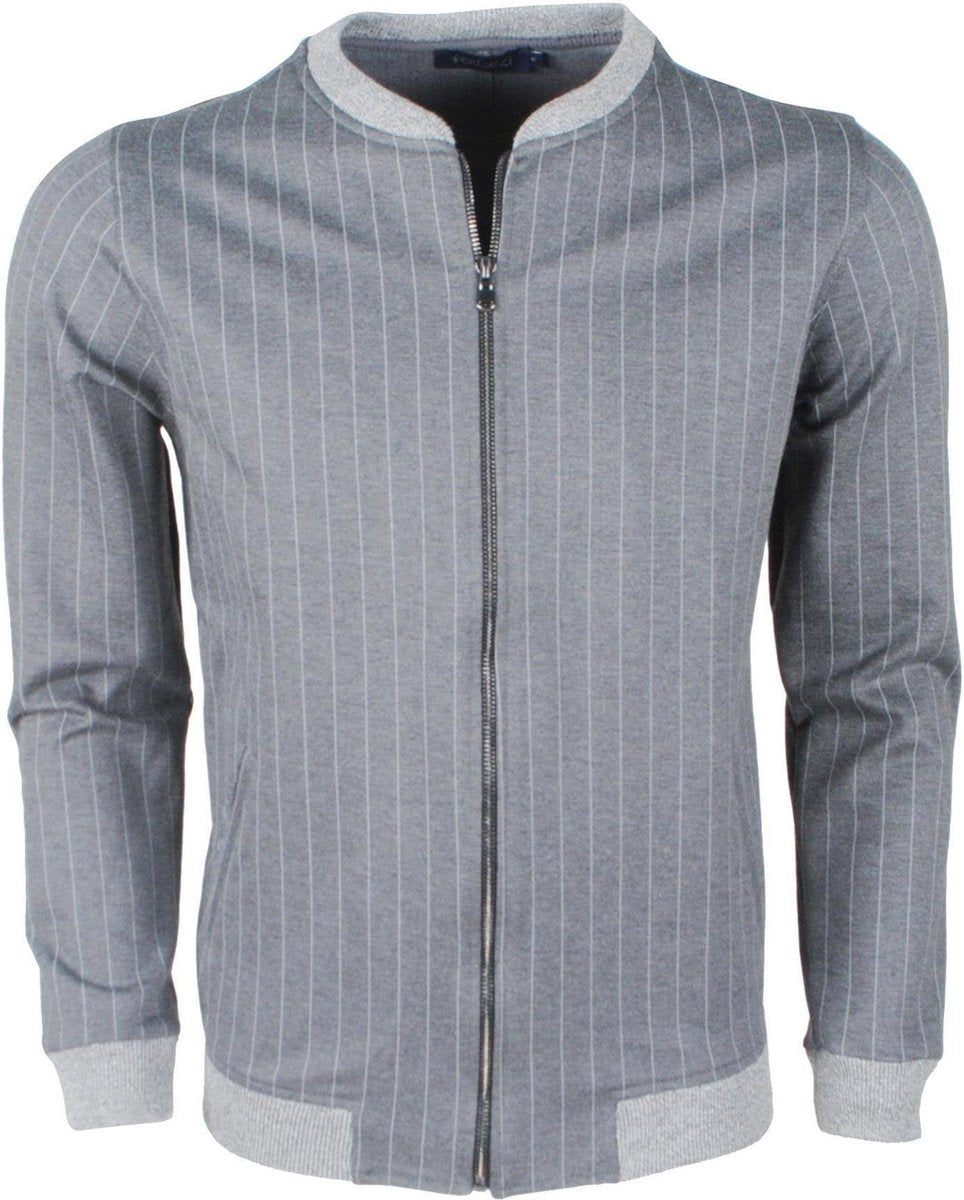 Ferlucci - Exclusief  Heren Vest -  Bomber model - Grijs met krijtstreep
