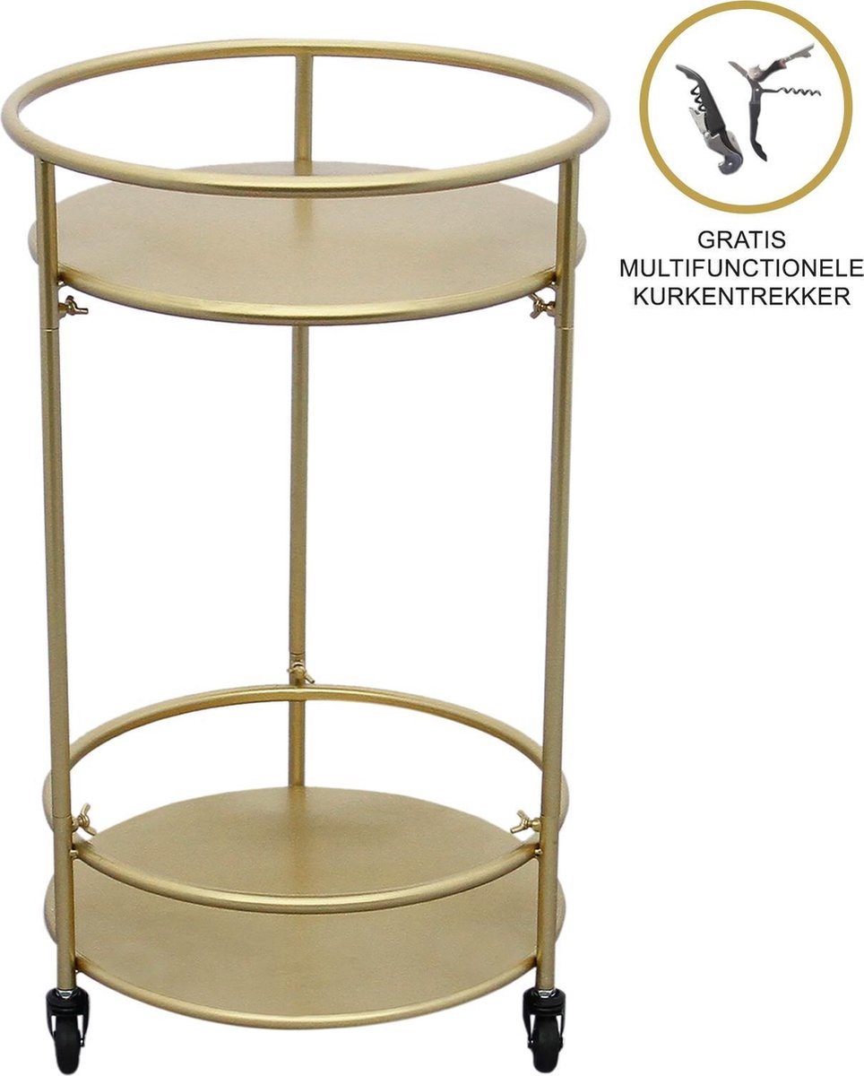 Gold Drinks Trolley Bar Cart - Small