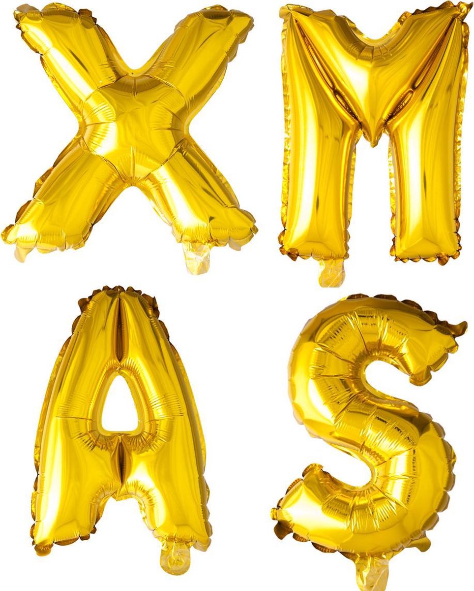 ballonnen - 100 cm - goud - letters - XMAS