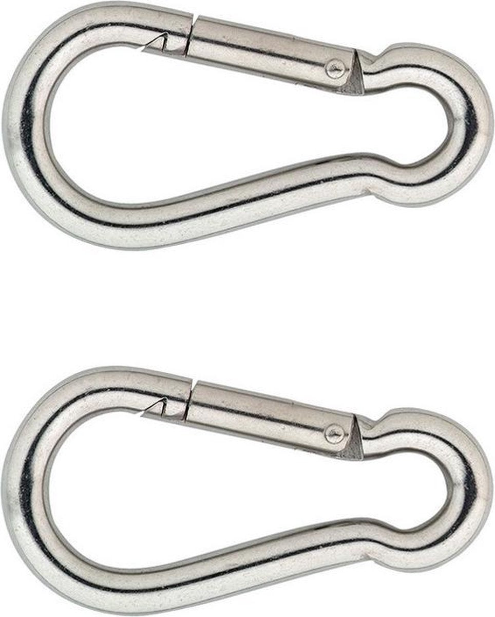 8x stuks karabijnhaak / karabijnhaken RVS 7 cm - snaphooks/ carabiners