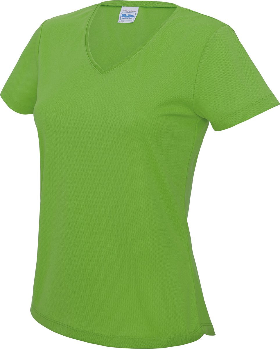 sportshirt LimeGreen  dames Maat L met bedrukking van eigen tekst