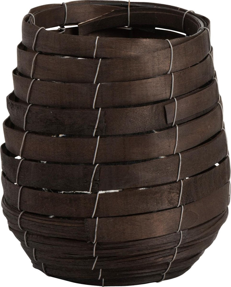 J-Line Windlicht Streep Bamboo Bruin Large