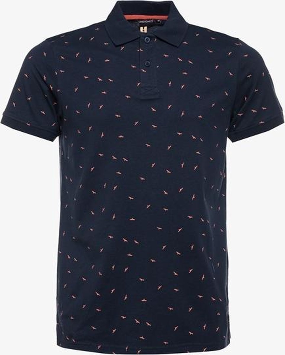Unsigned heren polo met print - Blauw - Maat S